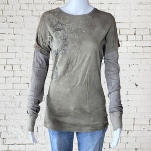 Y2K Rare Sinful by Affliction Layered Graphic Thermal Top - Goth Grunge